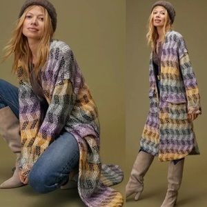 Anthropologie Colorful Sweater Coat, M